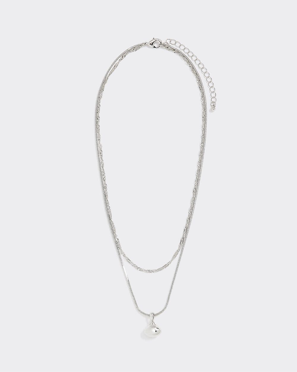 Double-Chain Necklace with Metal Pendant - Image 2