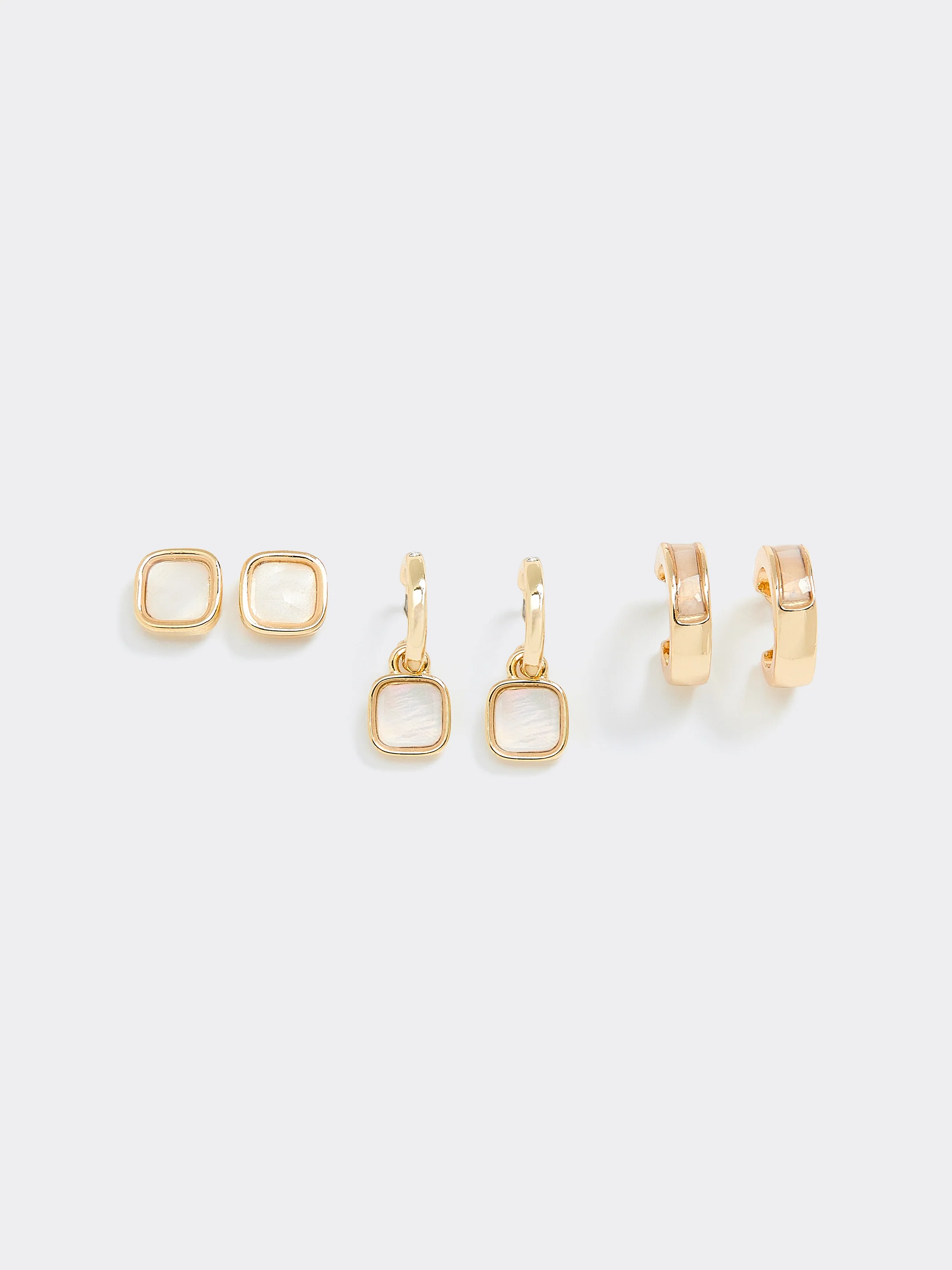 Hoops and Stud Earrings - 3 Pairs