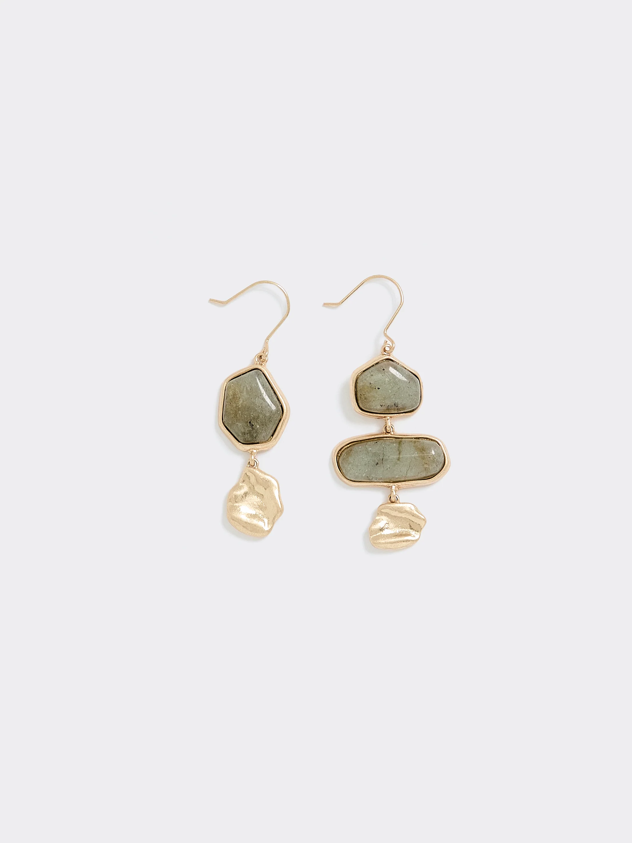 Asymmetrical Stone Pendant Earrings - Image 2