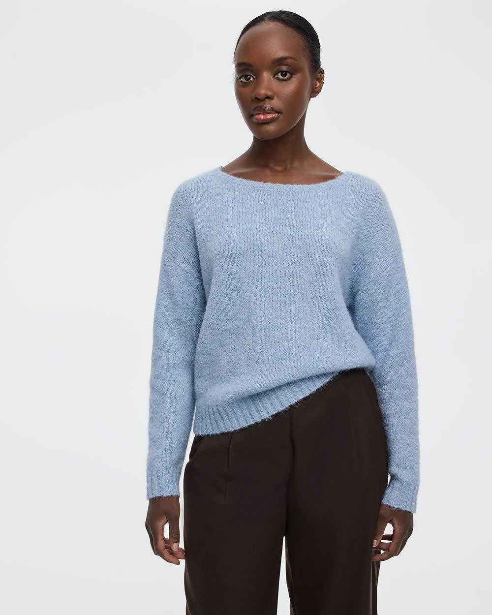 Striped Long-Sleeve Boat-Neck Sweater