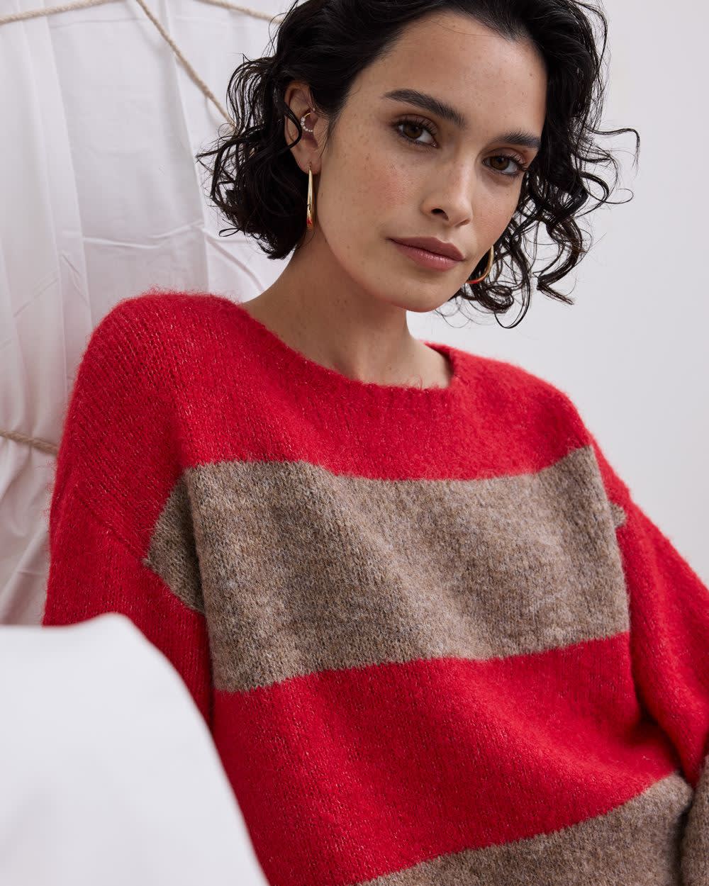 Striped Long-Sleeve Boat-Neck Sweater - Image 5