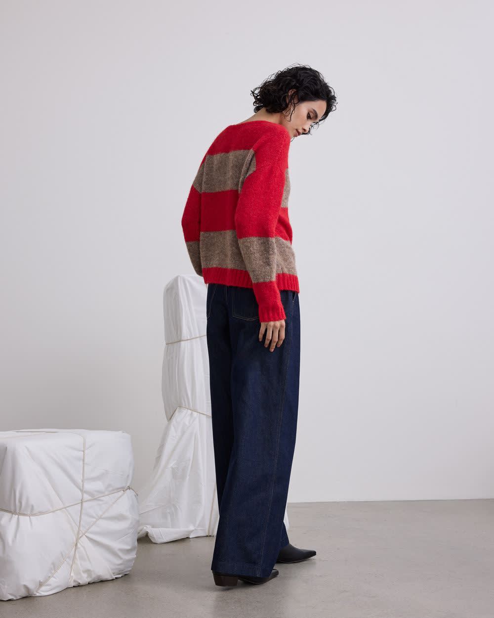 Striped Long-Sleeve Boat-Neck Sweater - Image 6