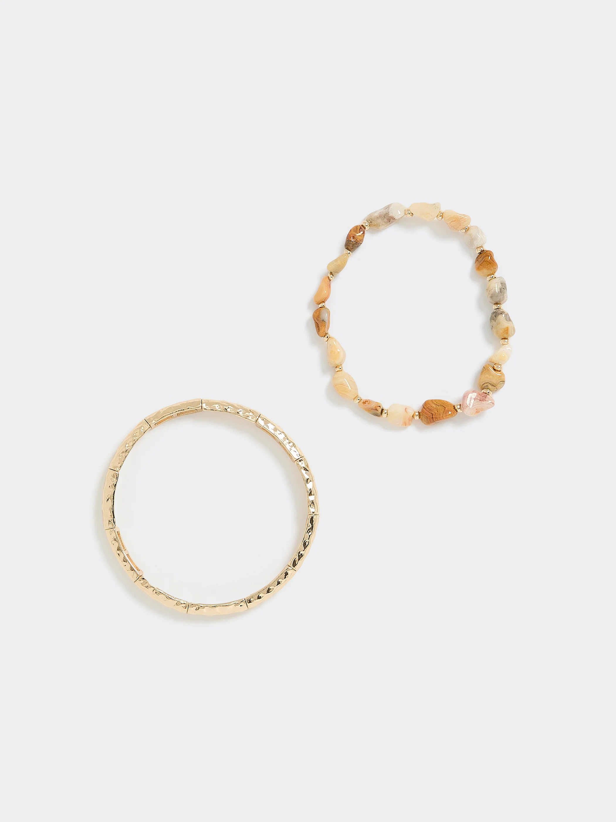 Metallic Bracelets with Semi-Precious Stones - Set of 2 - Image 2