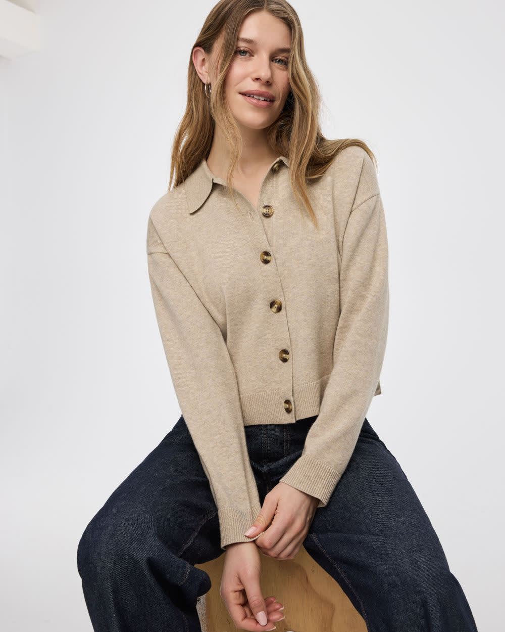Long-Sleeve Polo Cardigan - Image 7
