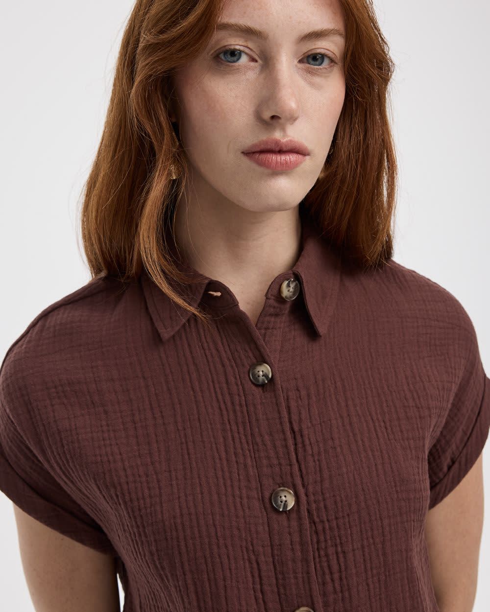 Short-Sleeve Buttoned-Down Dress with Shirt Collar - Image 8