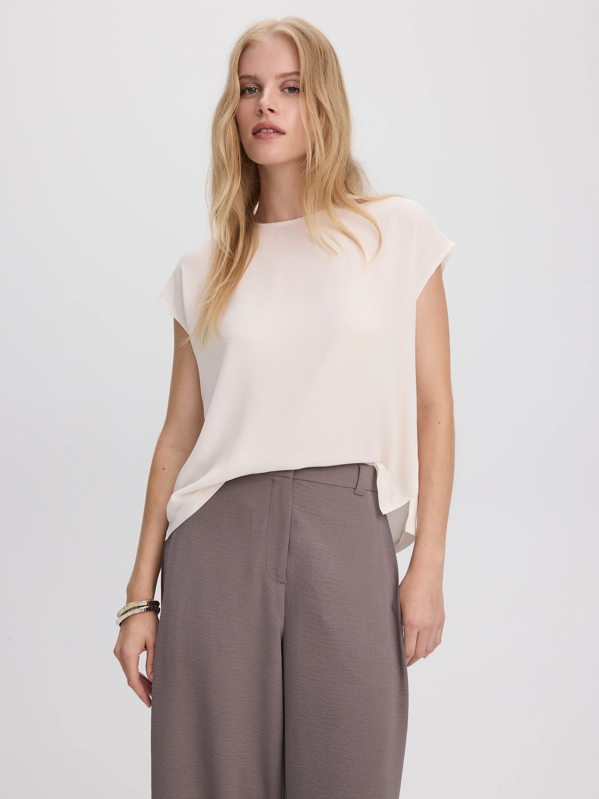 Short-Sleeve Crew-Neck Blouse