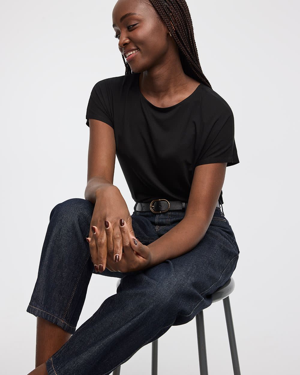 Short-Dolman-Sleeve Boat-Neck T-Shirt - Image 11