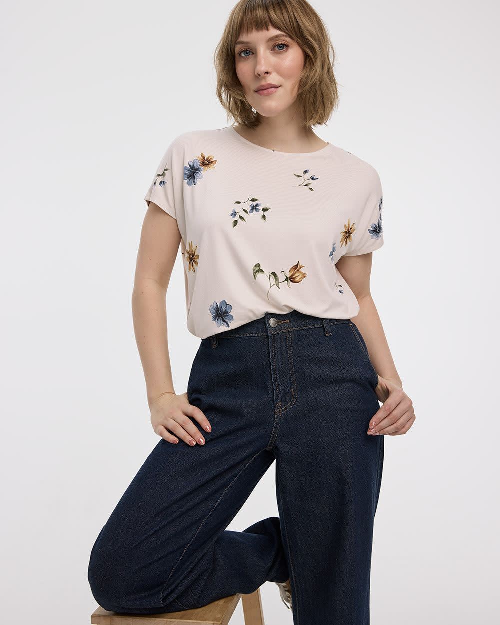 Short-Dolman-Sleeve Boat-Neck T-Shirt - Image 15