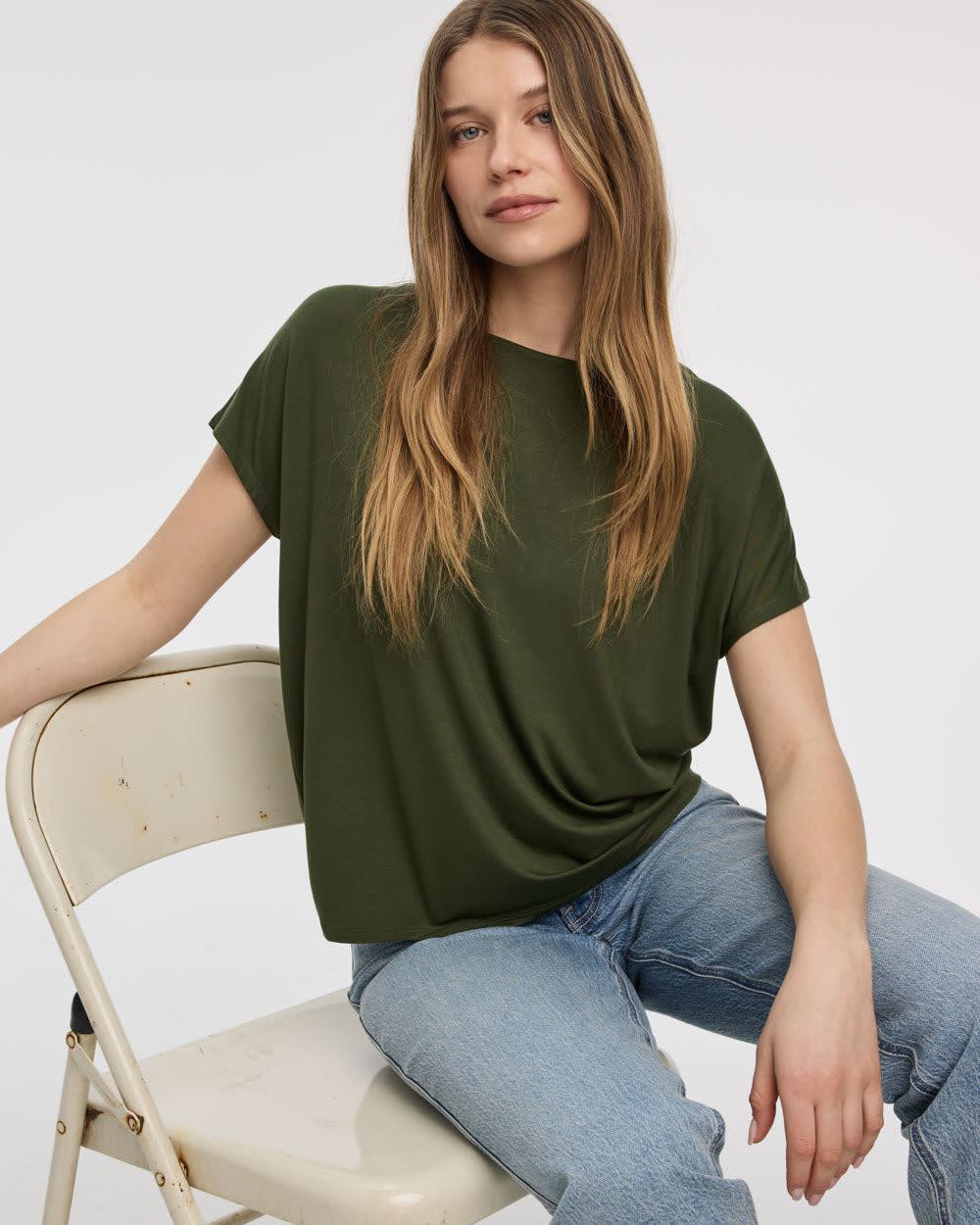 Short-Dolman-Sleeve Boat-Neck T-Shirt - Image 27