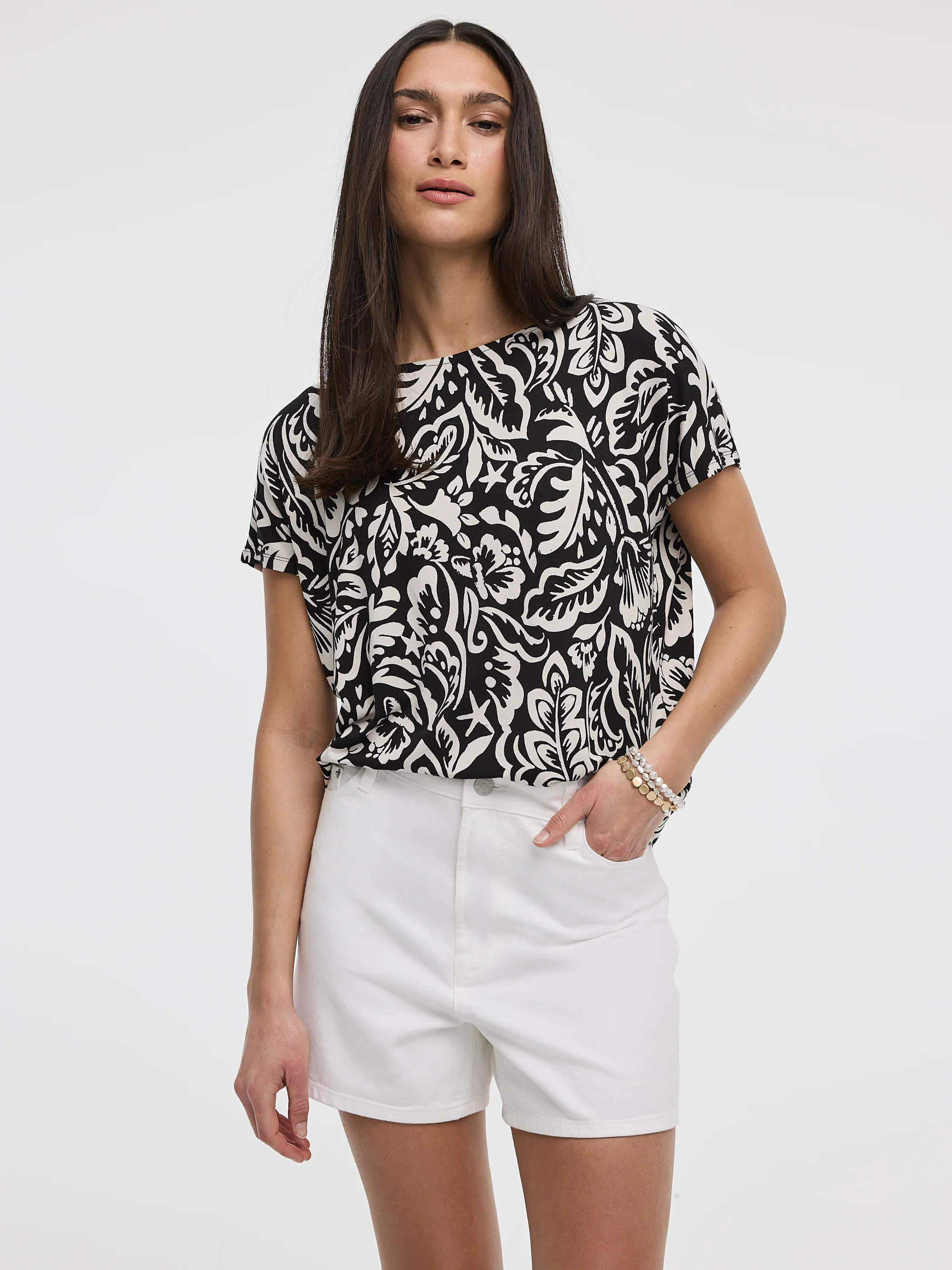 Short-Dolman-Sleeve Boat-Neck T-Shirt - Image 29