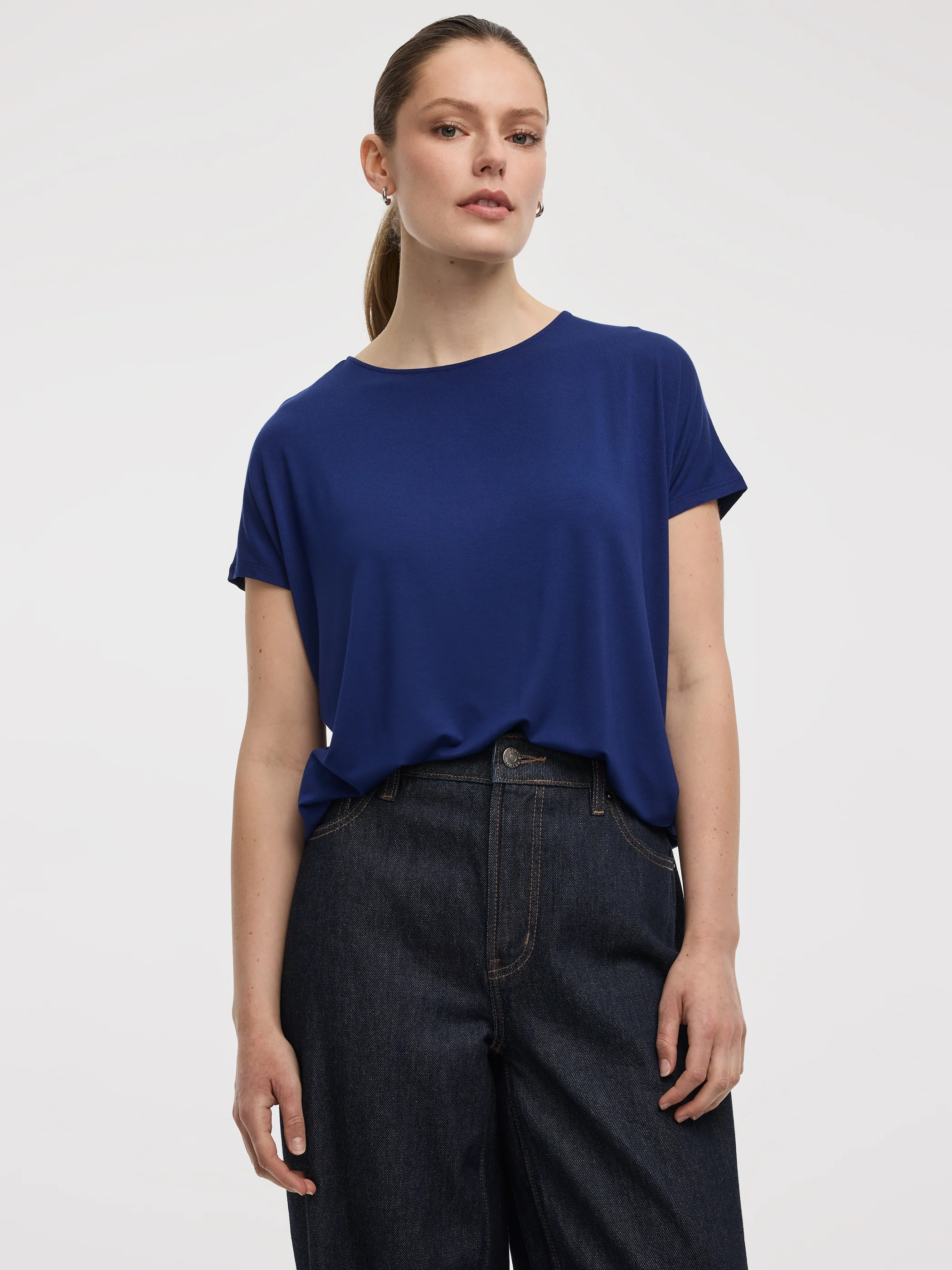 Short-Dolman-Sleeve Boat-Neck T-Shirt - Image 37