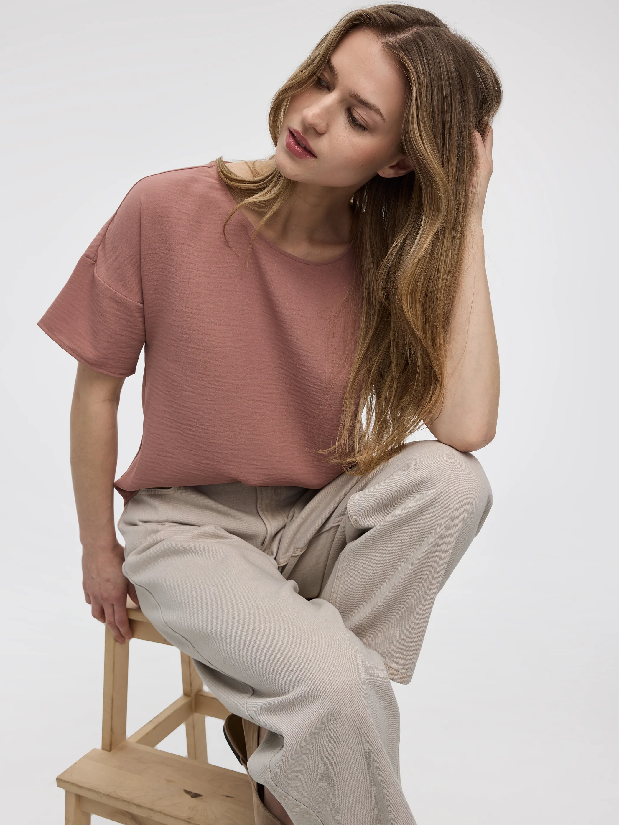 Crew-Neck T-Shirt Blouse - Image 28