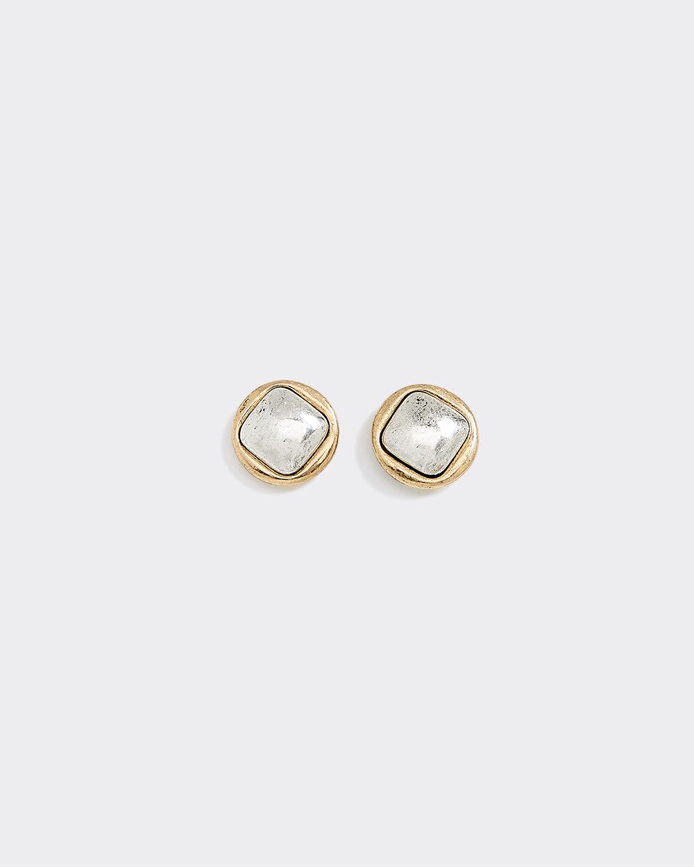 Two-Tone Stud Earrings - Image 2