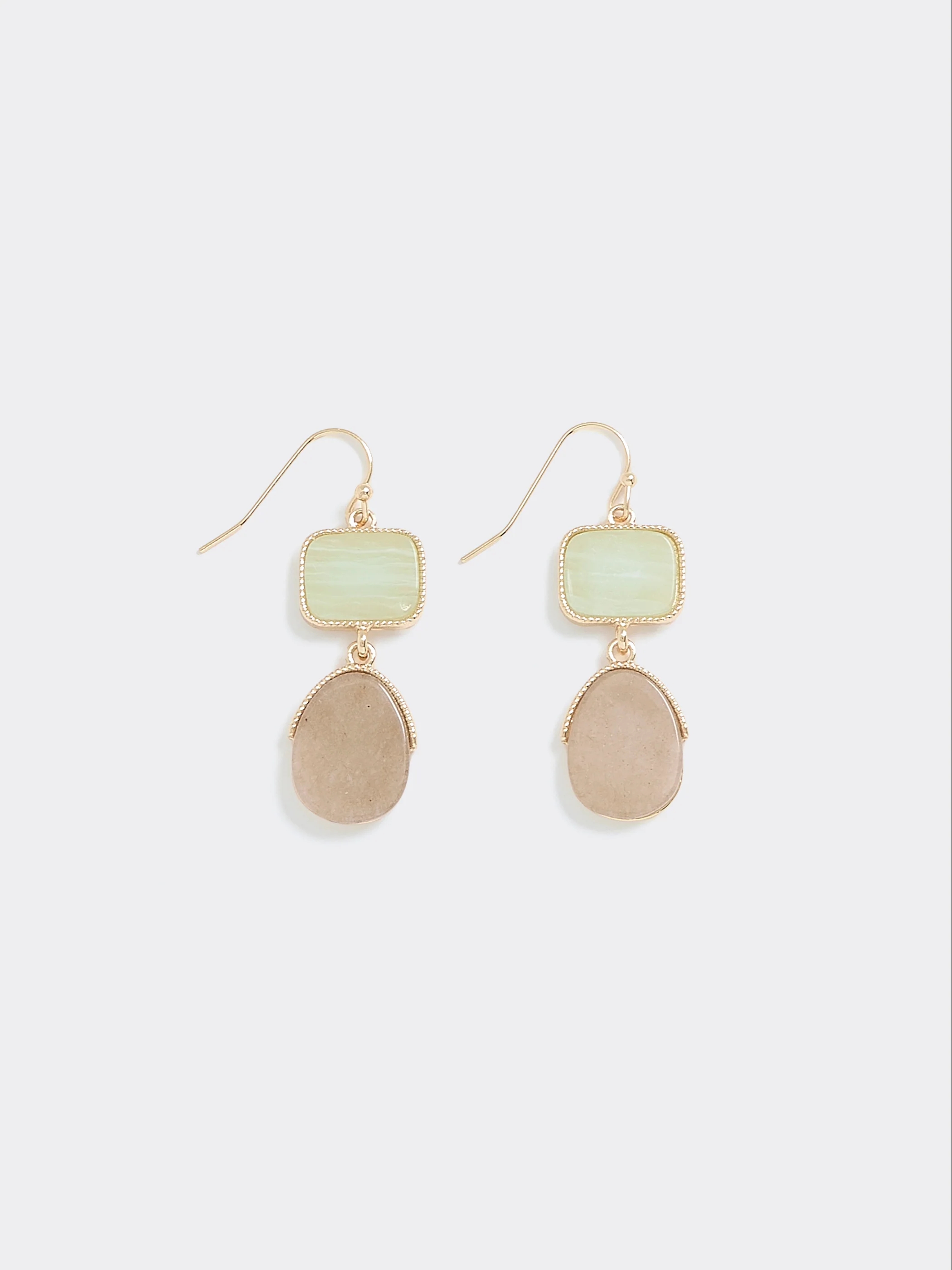 Two-Tone Earrings with Semi-Precious Stones - Image 2