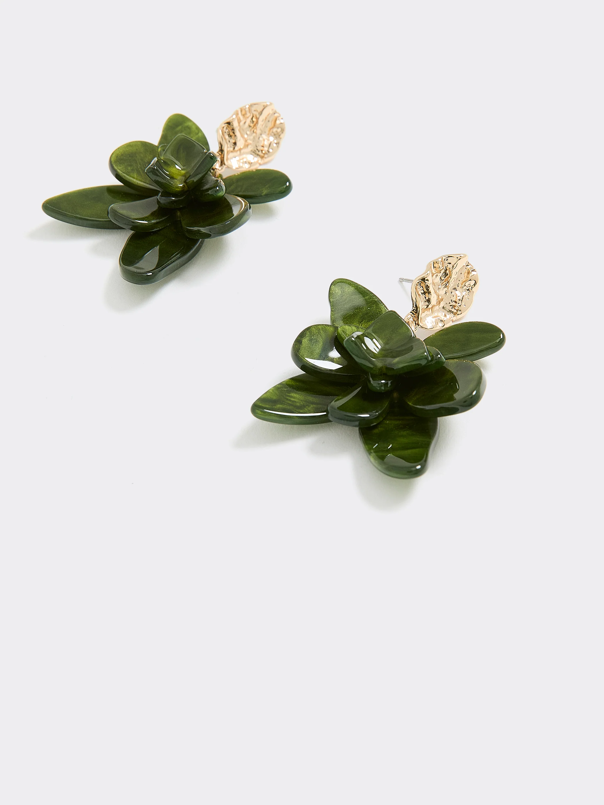 Earrings with Resin Flower Pendants