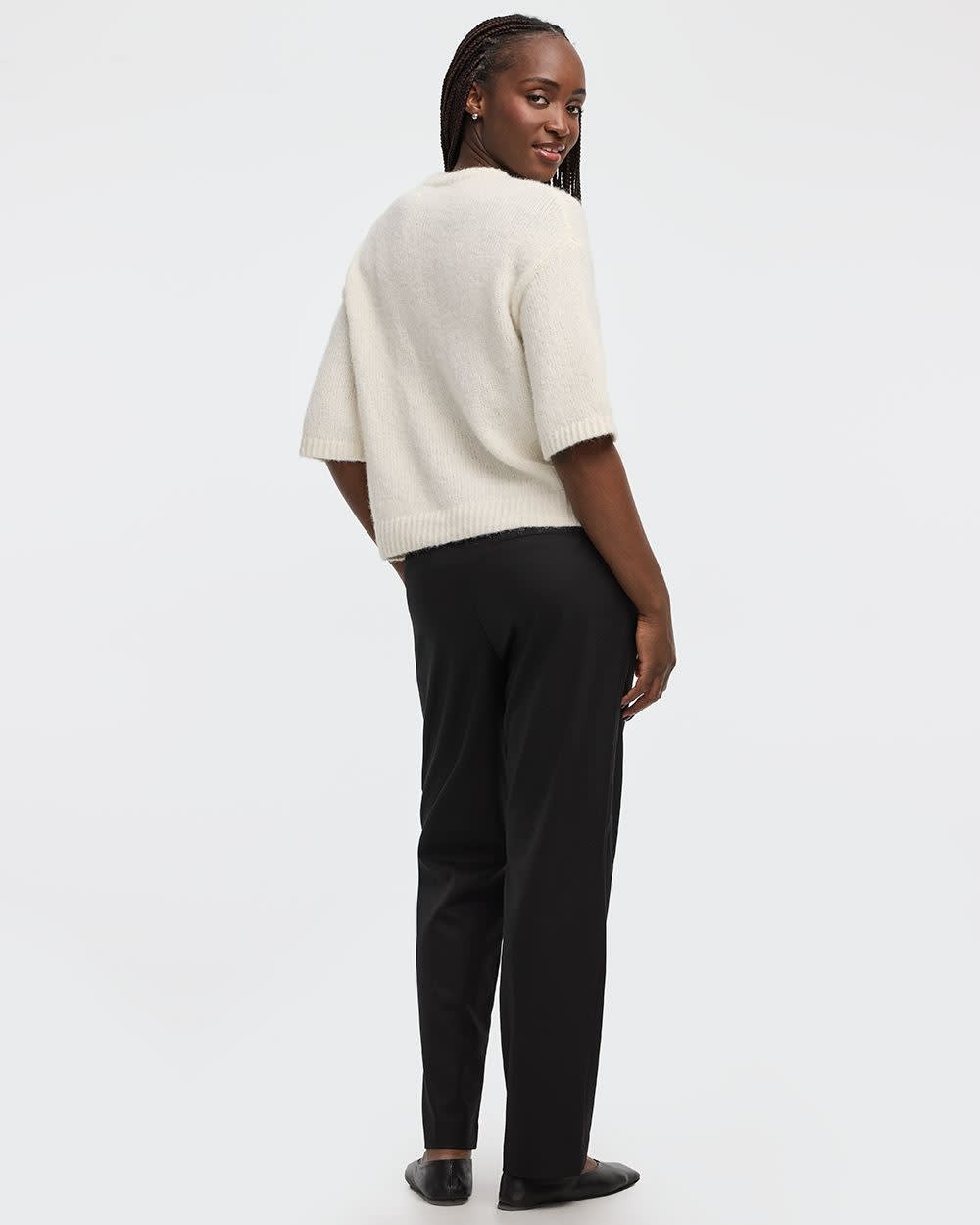Elbow-Sleeve Crew-Neck Loose Sweater - Image 2
