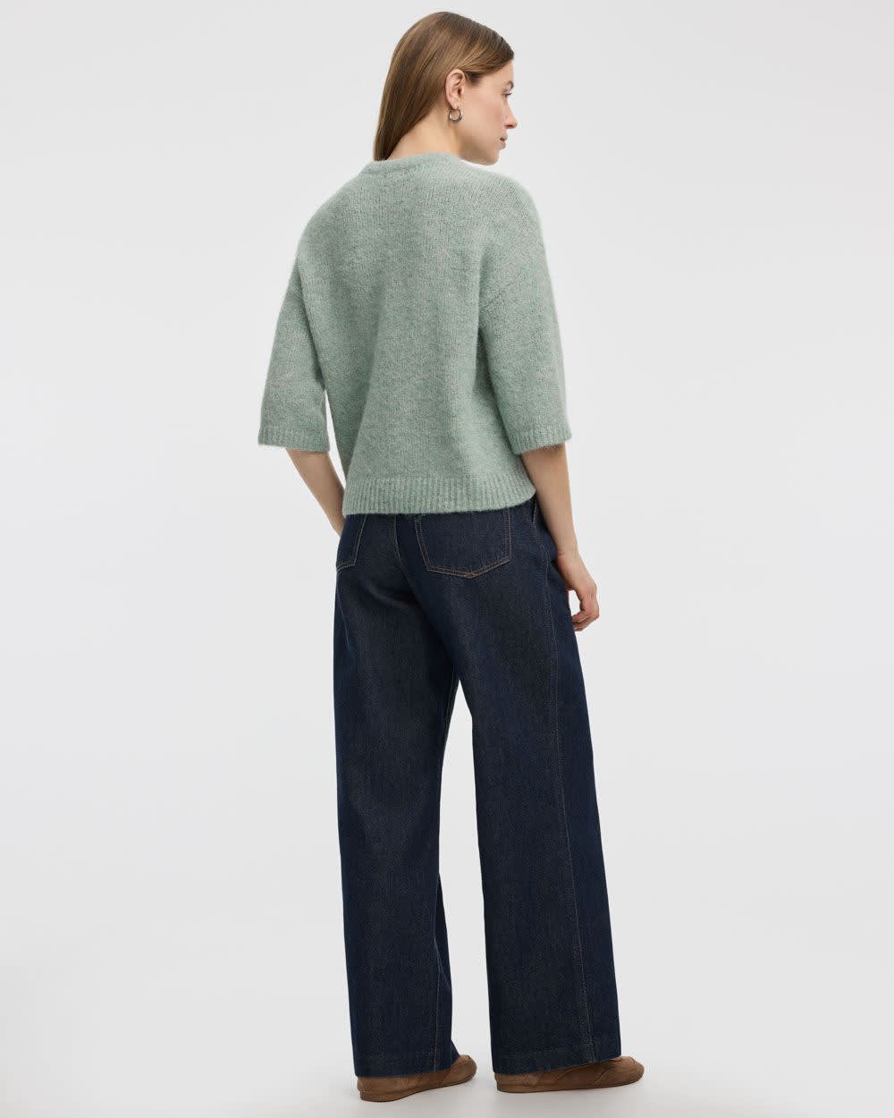 Elbow-Sleeve Crew-Neck Loose Sweater - Image 6