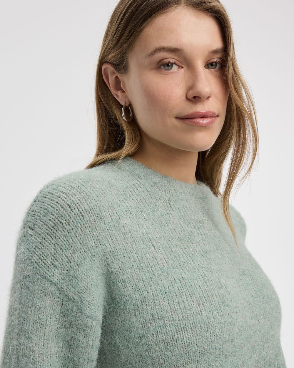 Elbow-Sleeve Crew-Neck Loose Sweater - Image 8