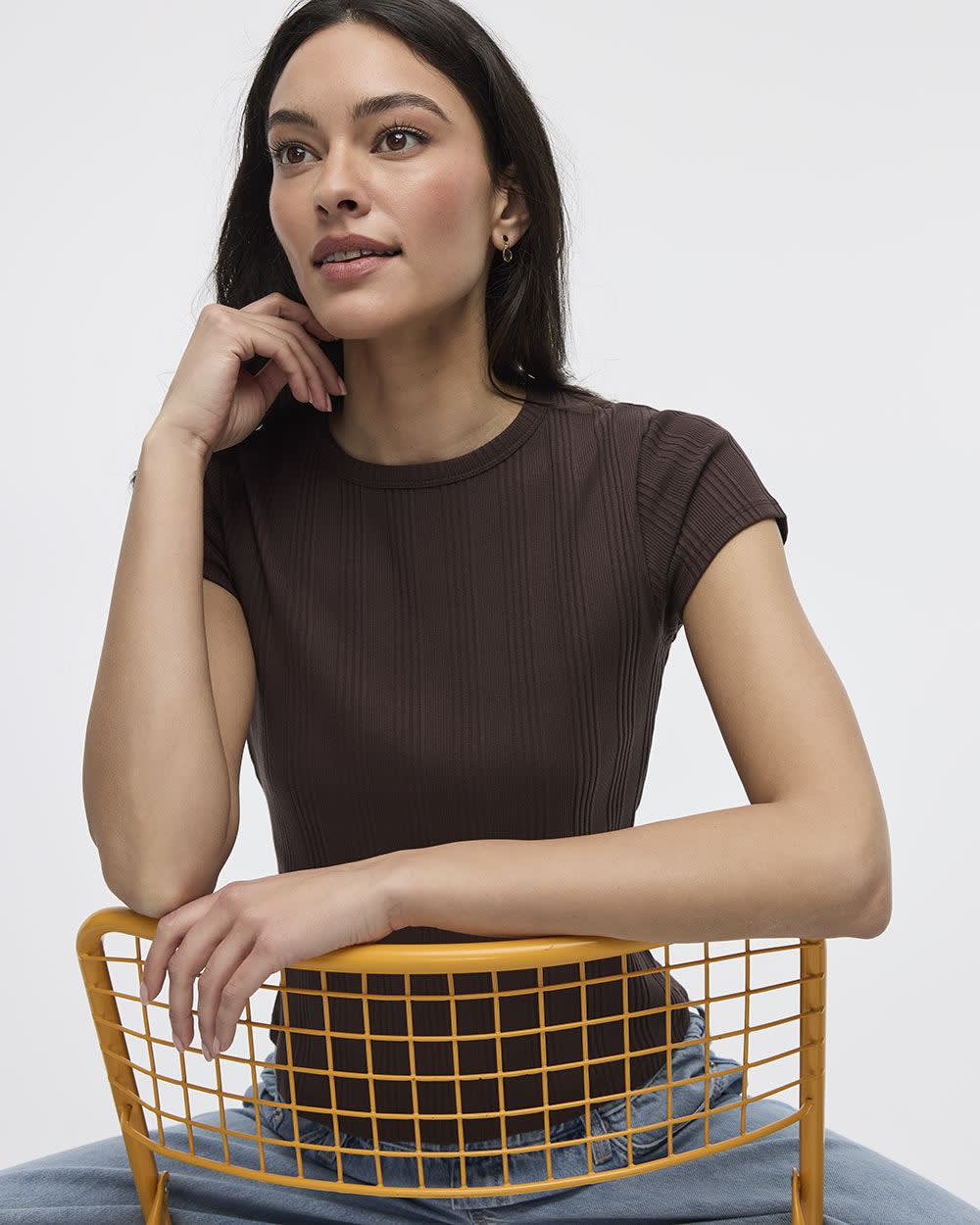 Fitted Crew-Neck Ribbed T-Shirt - Image 11