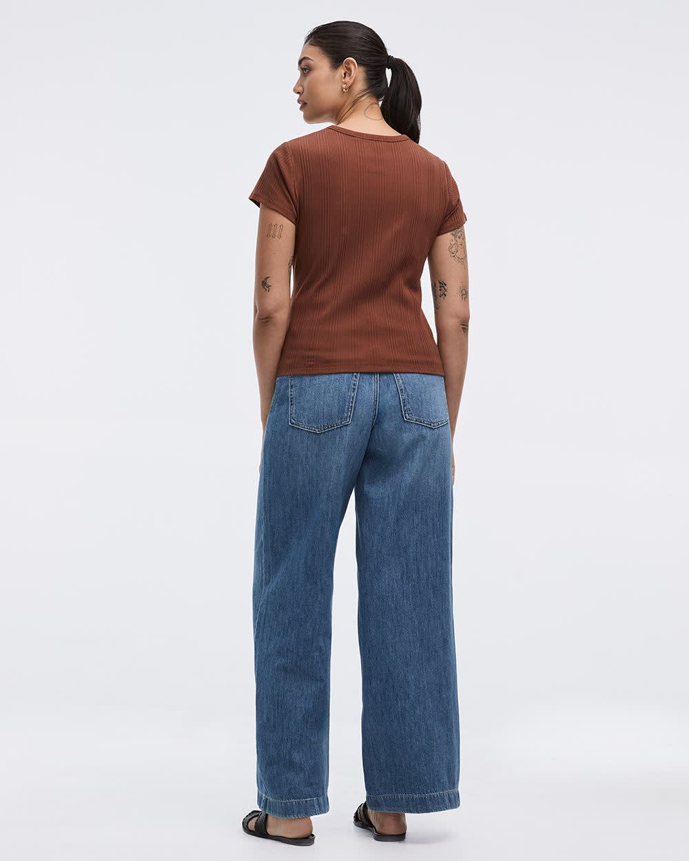 Fitted Crew-Neck Ribbed T-Shirt - Image 14