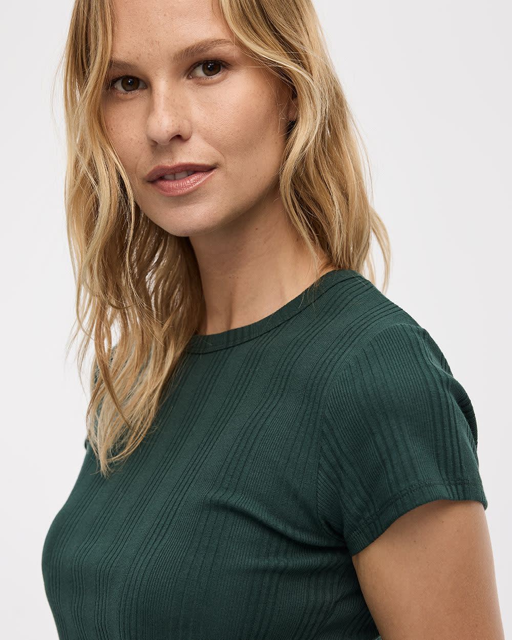 Fitted Crew-Neck Ribbed T-Shirt - Image 24