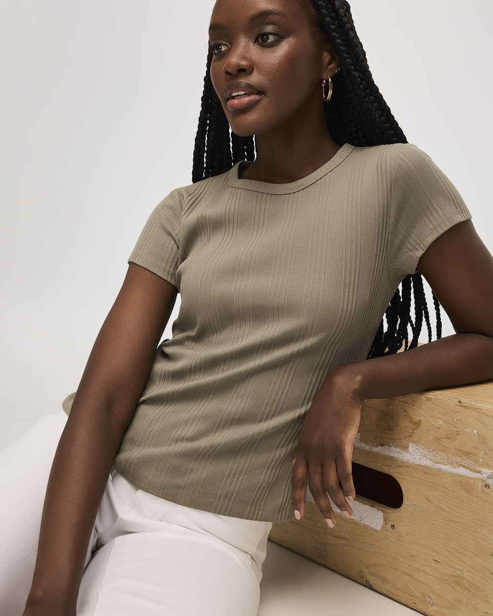 Fitted Crew-Neck Ribbed T-Shirt - Image 27