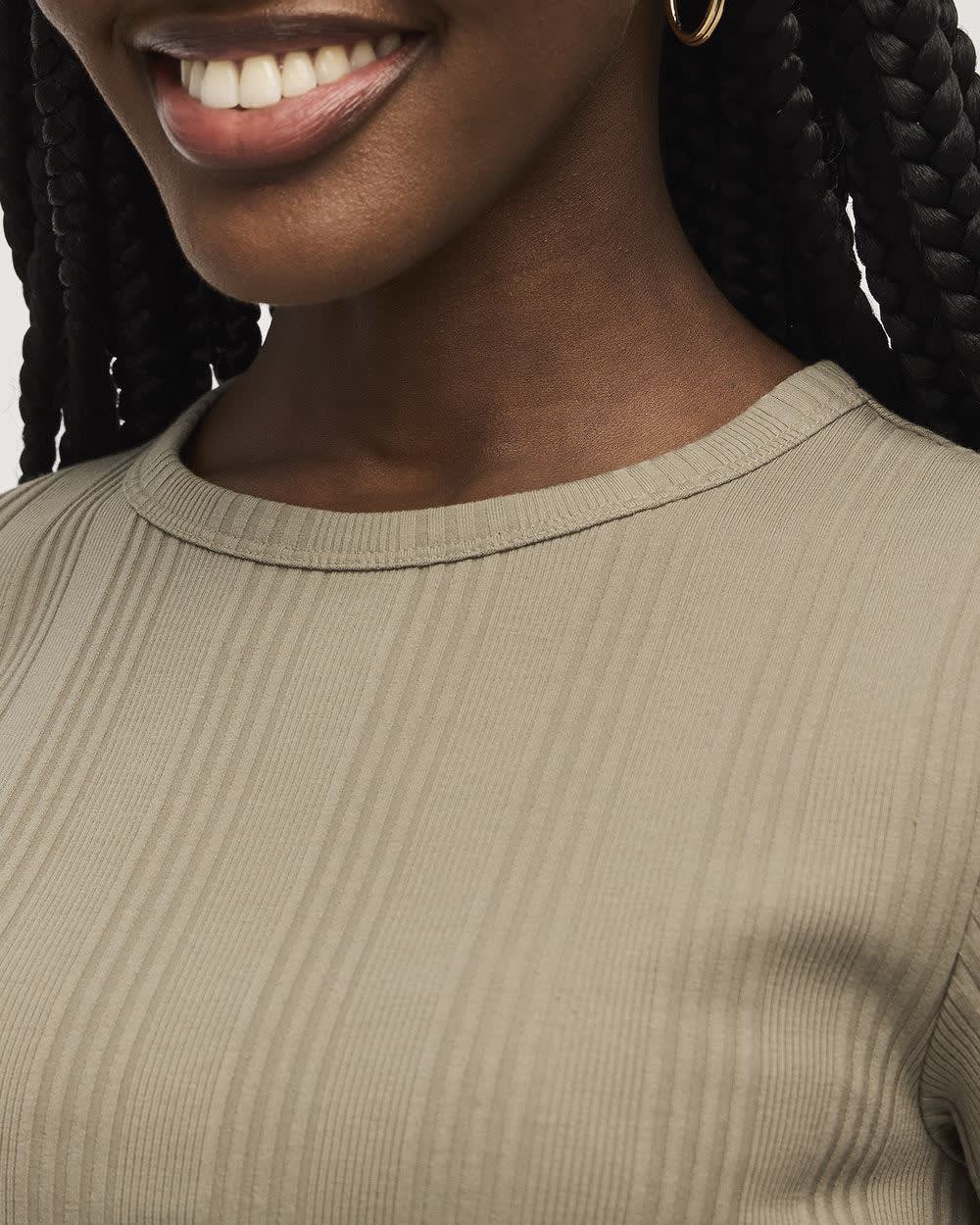 Fitted Crew-Neck Ribbed T-Shirt - Image 28