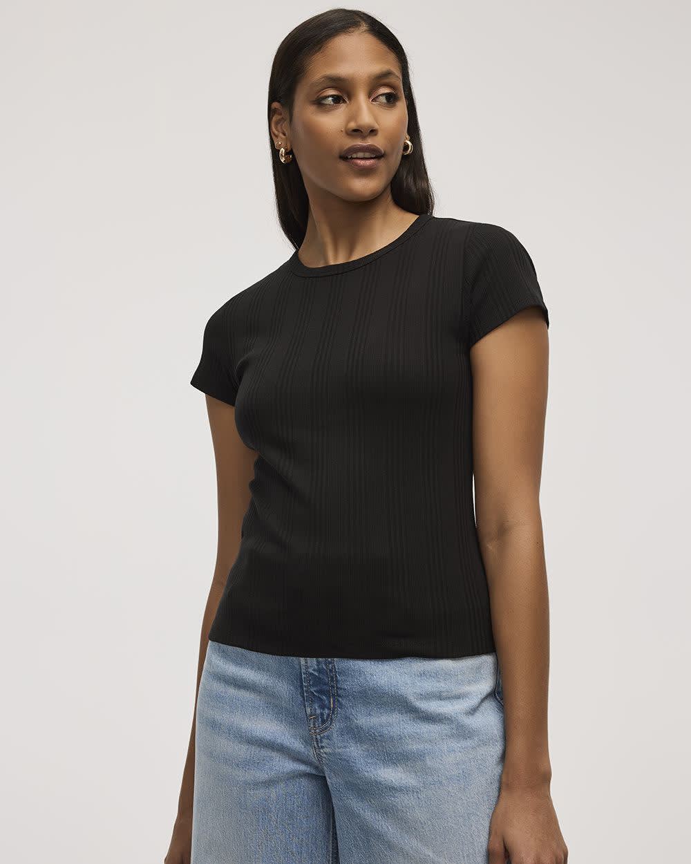 Fitted Crew-Neck Ribbed T-Shirt - Image 3