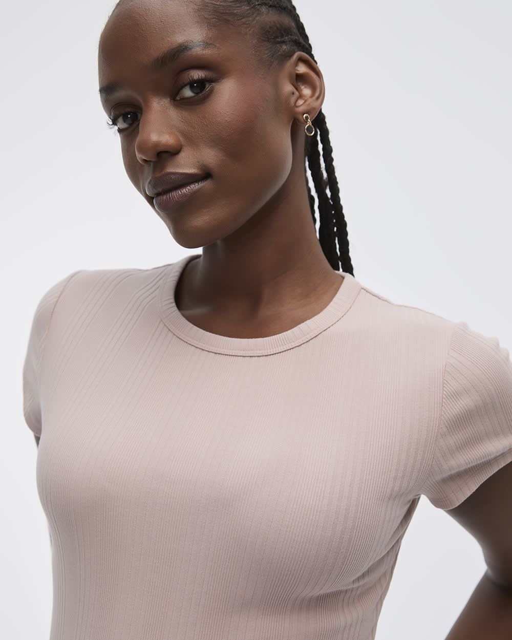 Fitted Crew-Neck Ribbed T-Shirt - Image 41