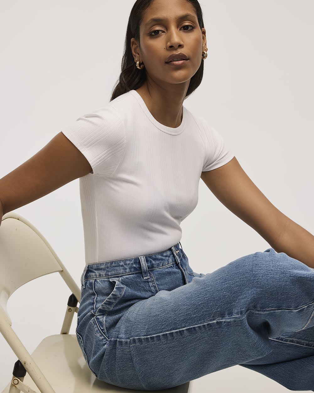 Fitted Crew-Neck Ribbed T-Shirt - Image 5