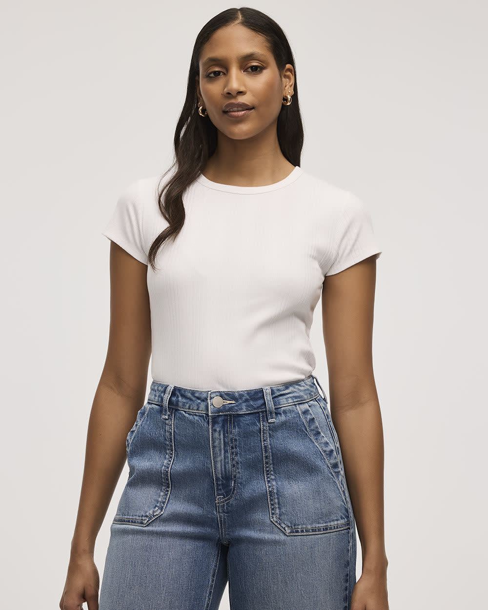 Fitted Crew-Neck Ribbed T-Shirt - Image 7