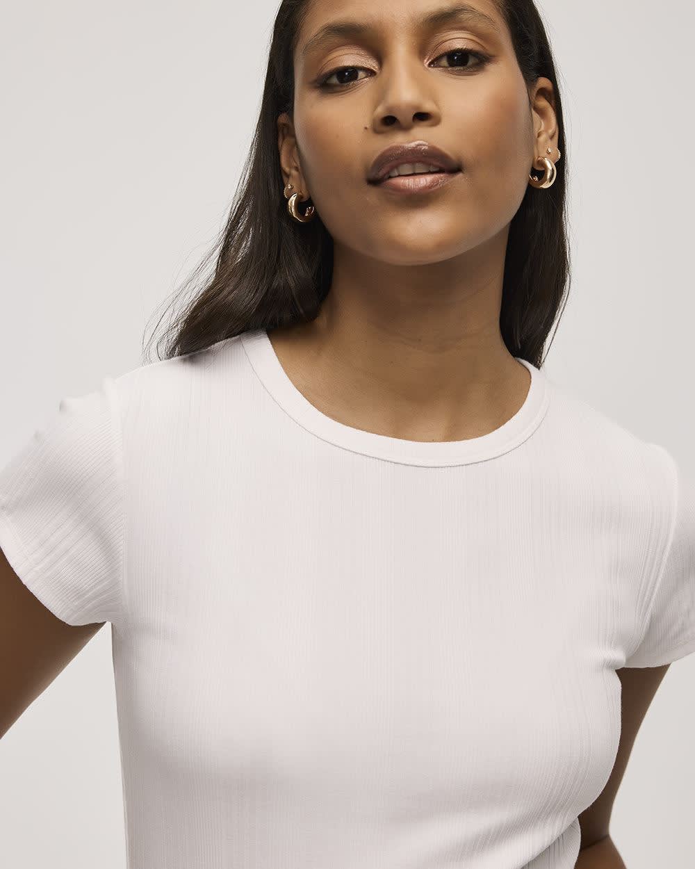 Fitted Crew-Neck Ribbed T-Shirt - Image 8