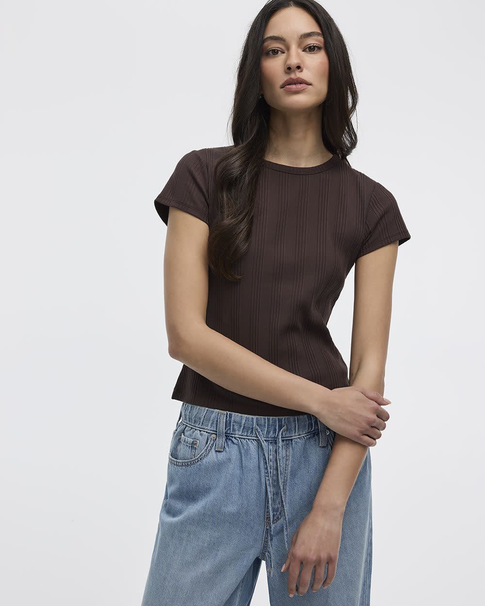 Fitted Crew-Neck Ribbed T-Shirt - Image 9