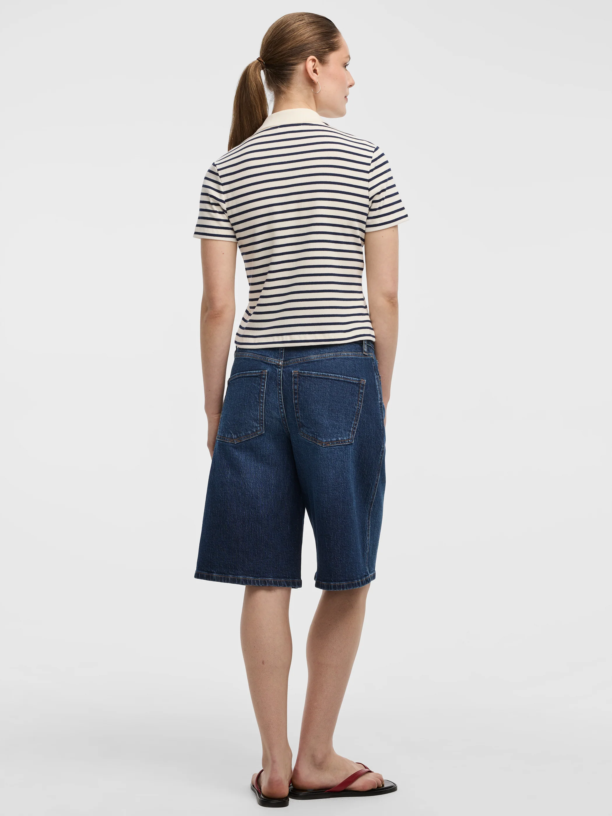 Striped Short-Sleeve Polo Sweater - Image 3