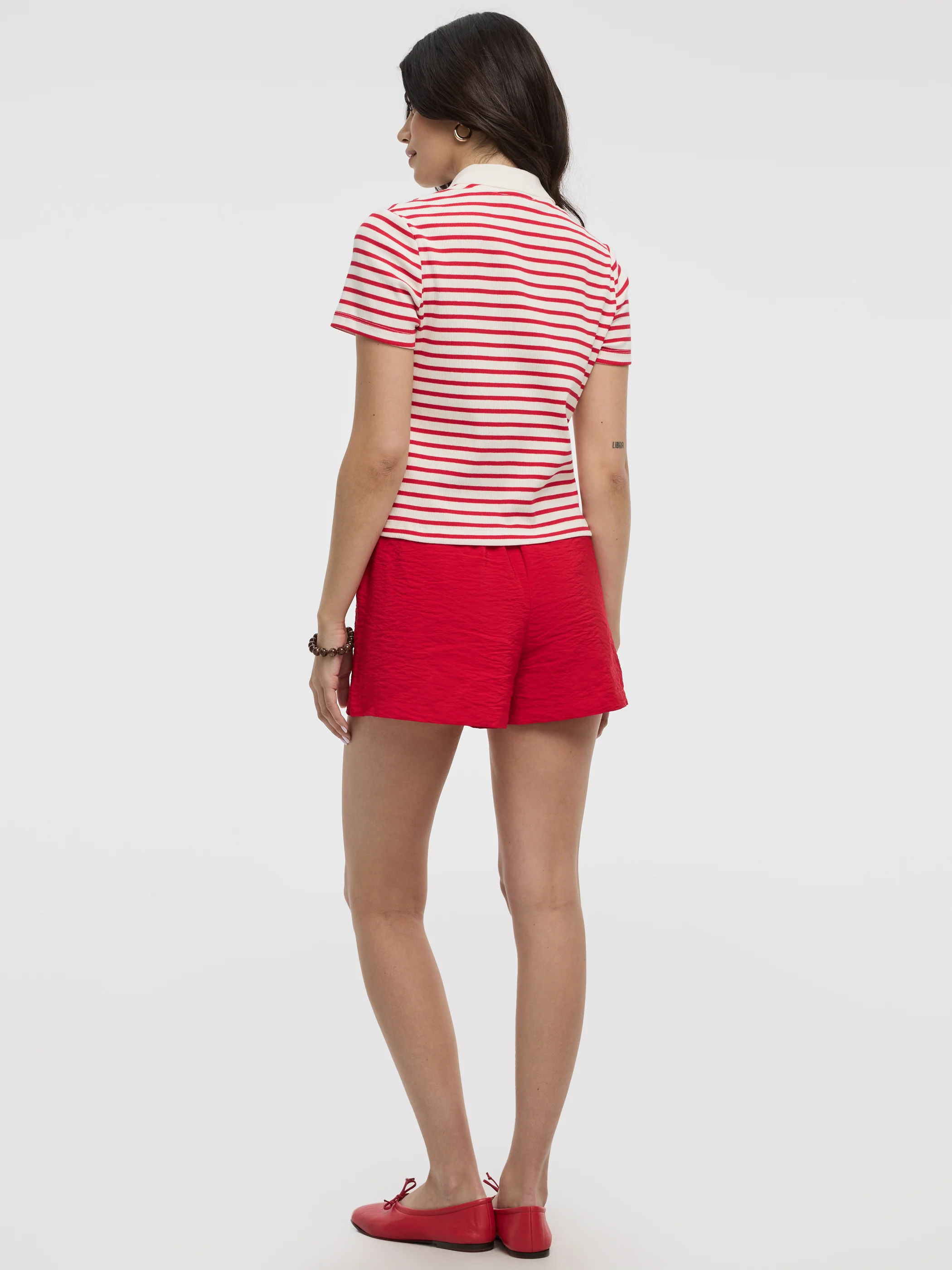 Striped Short-Sleeve Polo Sweater - Image 7