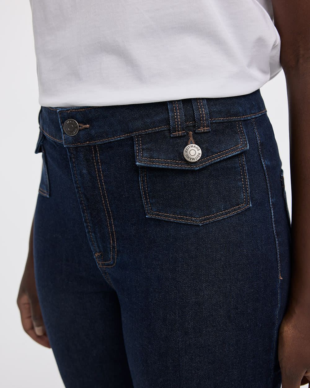 Flare-Leg Mid-Rise Jean with Flap Pockets - Image 11