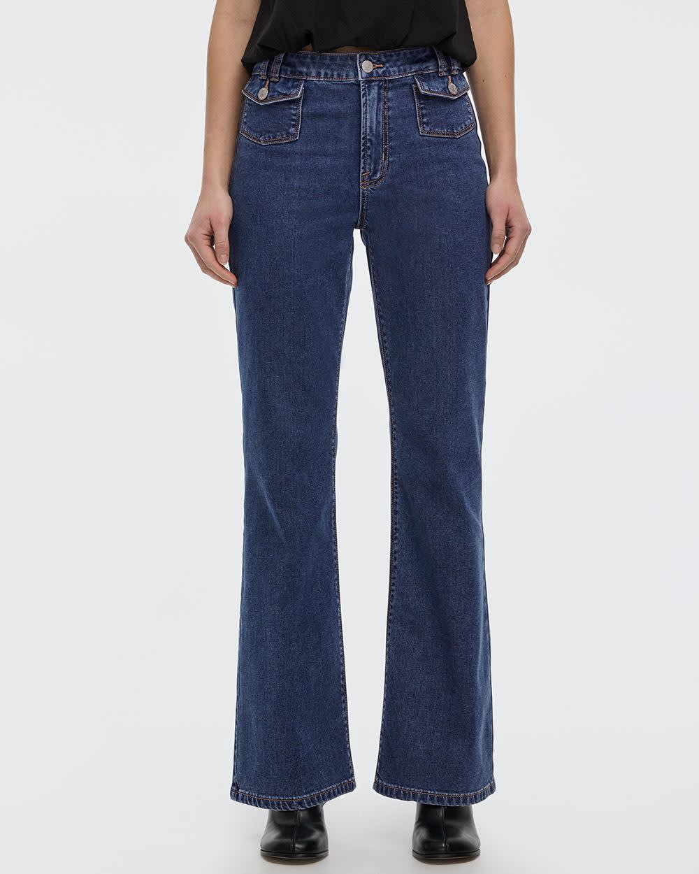 Flare-Leg Mid-Rise Jean with Flap Pockets - Image 3