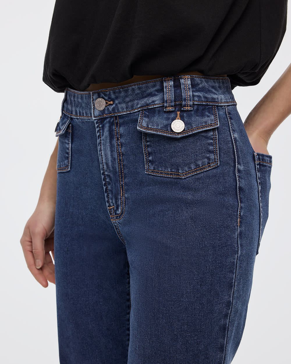 Flare-Leg Mid-Rise Jean with Flap Pockets - Image 5