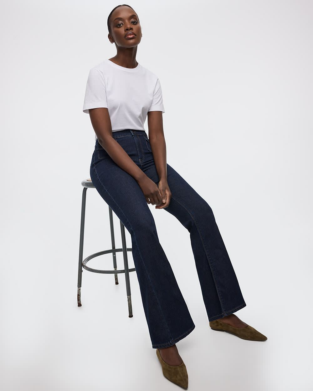 Flare-Leg Mid-Rise Jean with Flap Pockets - Image 7