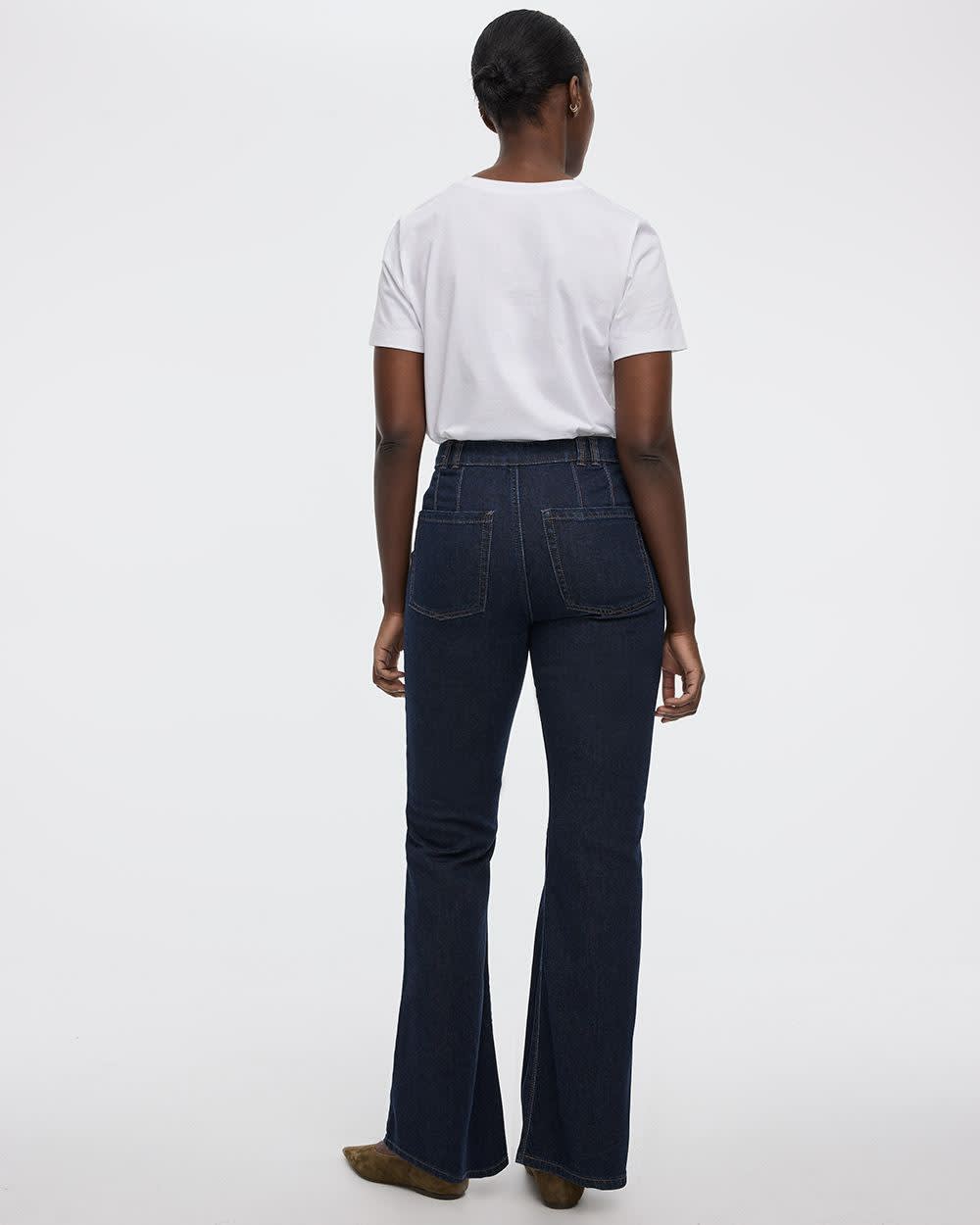 Flare-Leg Mid-Rise Jean with Flap Pockets - Image 8