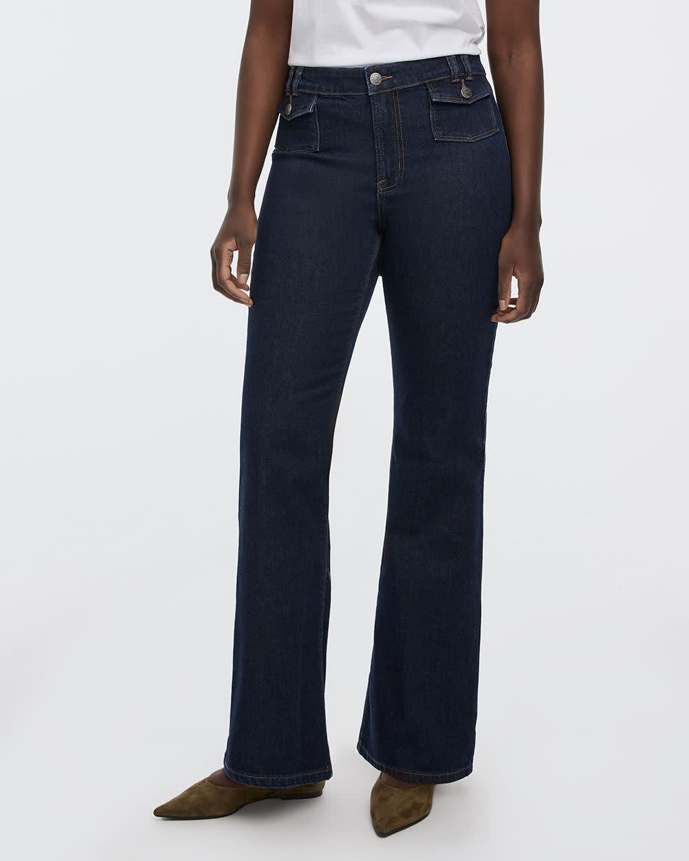 Flare-Leg Mid-Rise Jean with Flap Pockets - Image 9