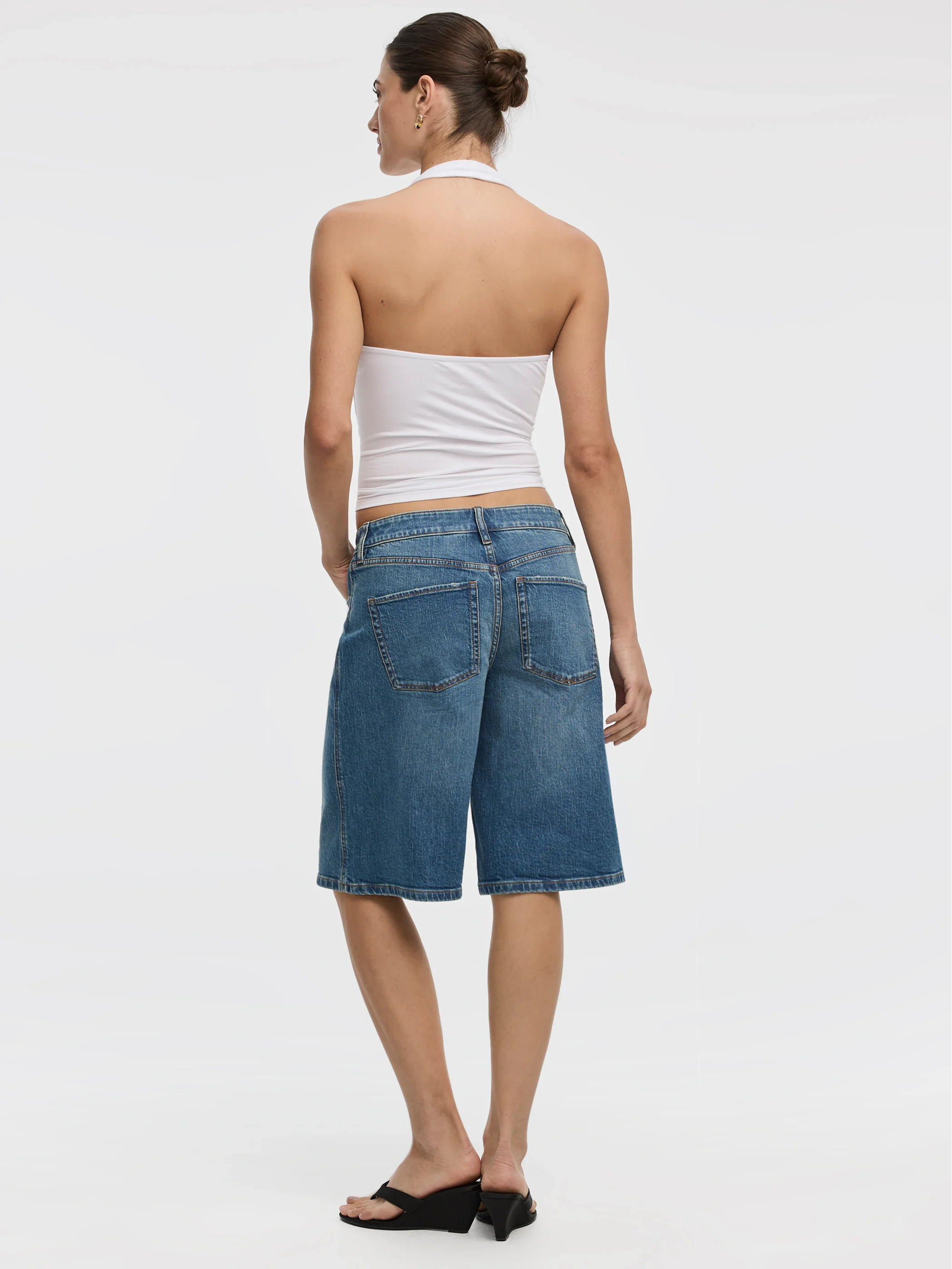 Mid-Rise Denim Bermuda Shorts - Image 3