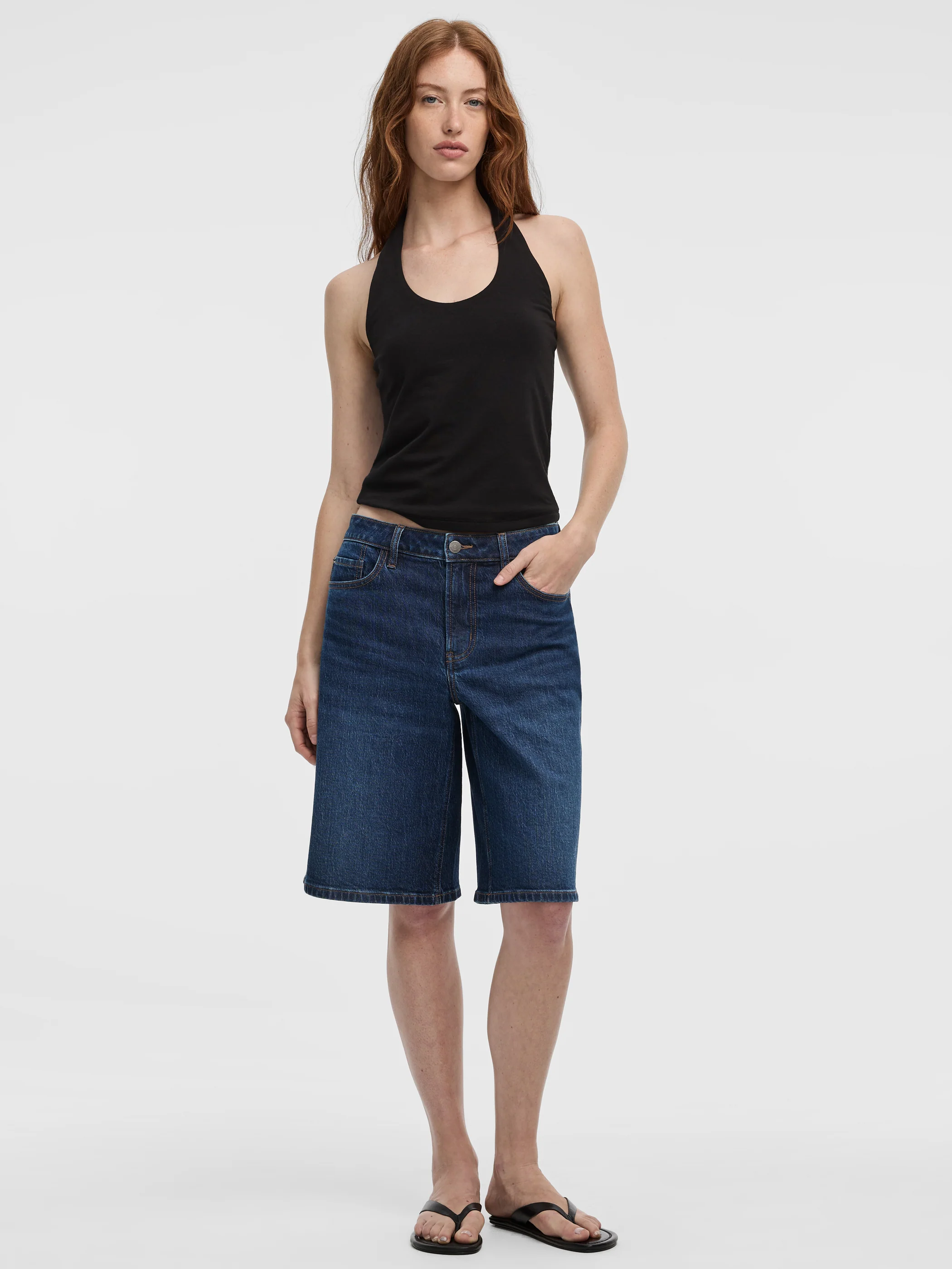 Mid-Rise Denim Bermuda Shorts - Image 5