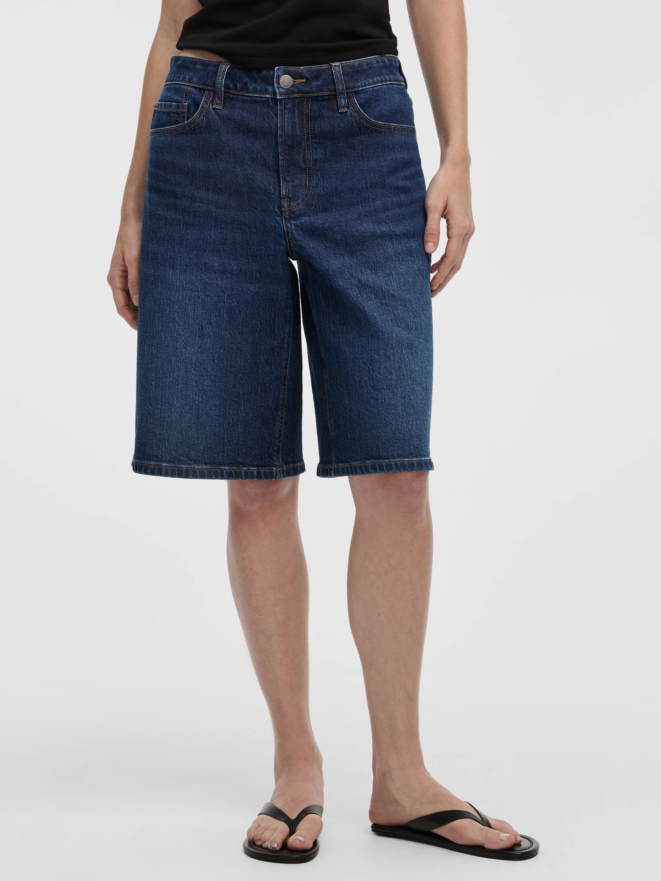 Mid-Rise Denim Bermuda Shorts - Image 6