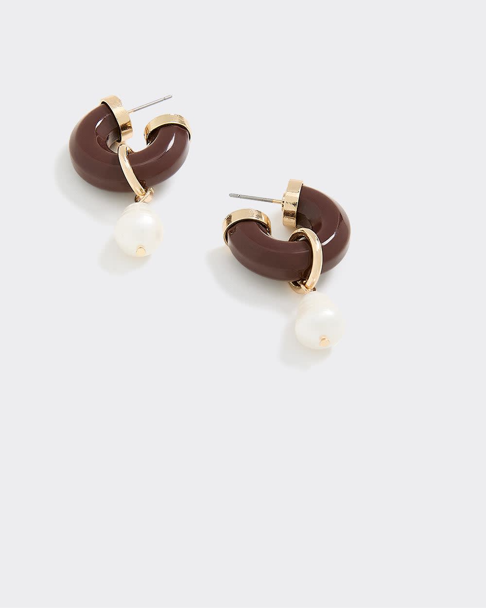 Resin Hoops with Pearl Pendant