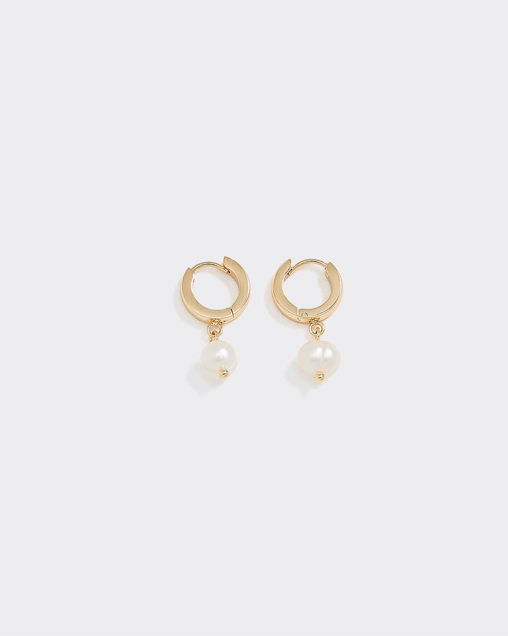 Stainless Steel Hoops with Pearl Pendant - Image 2
