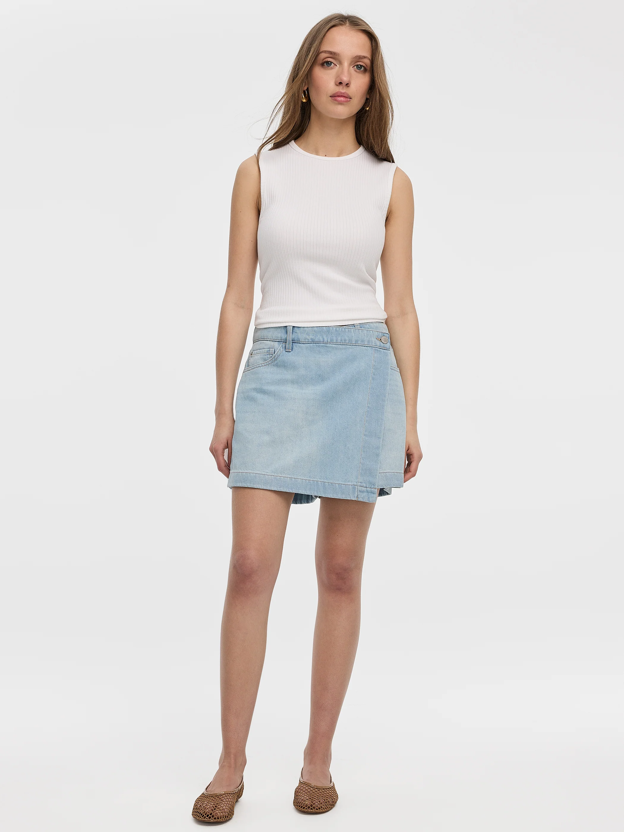 Denim Wrap Skort