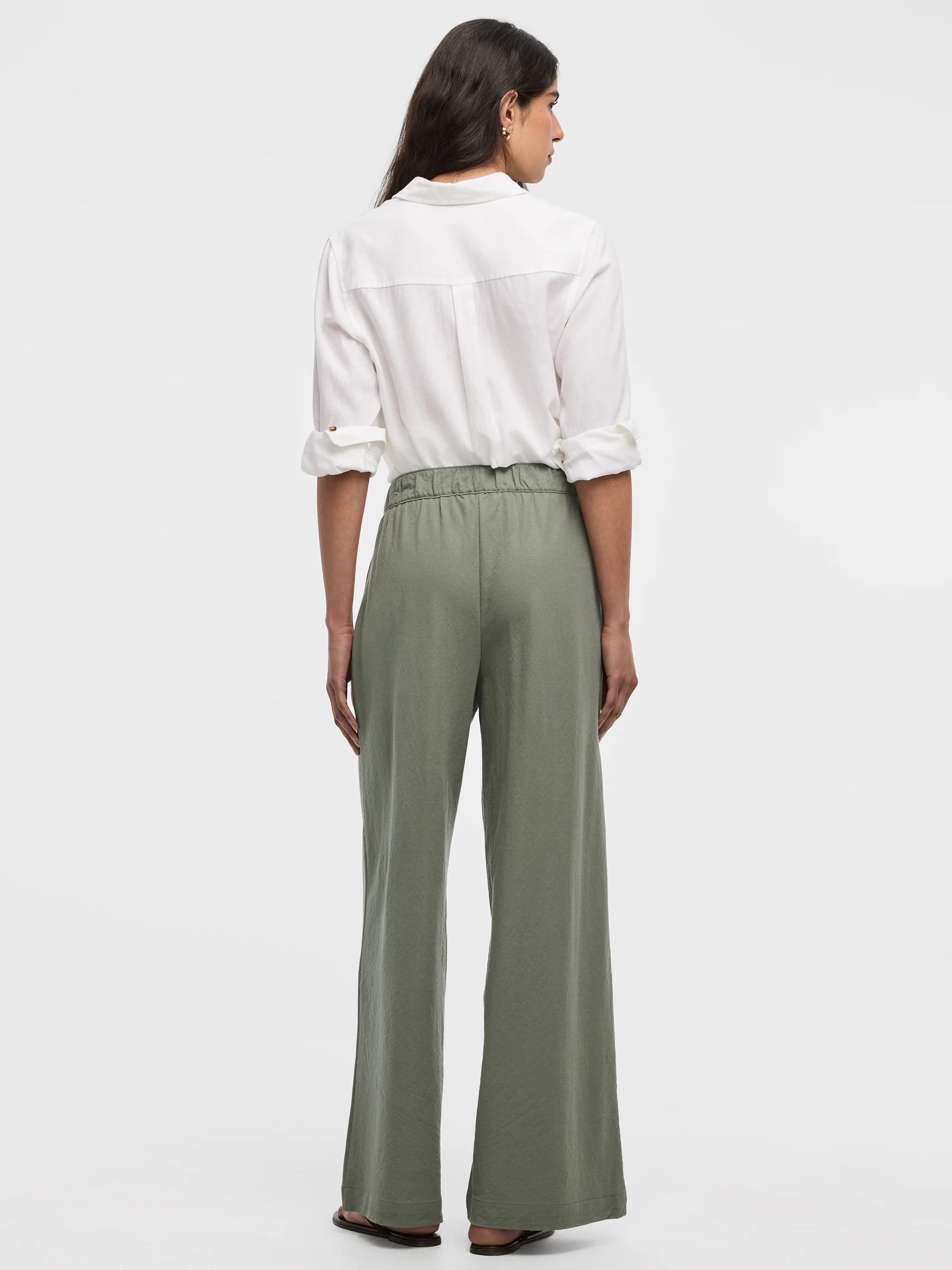 Wide-Leg High-Rise Pull-On Piqué Pant - Image 14