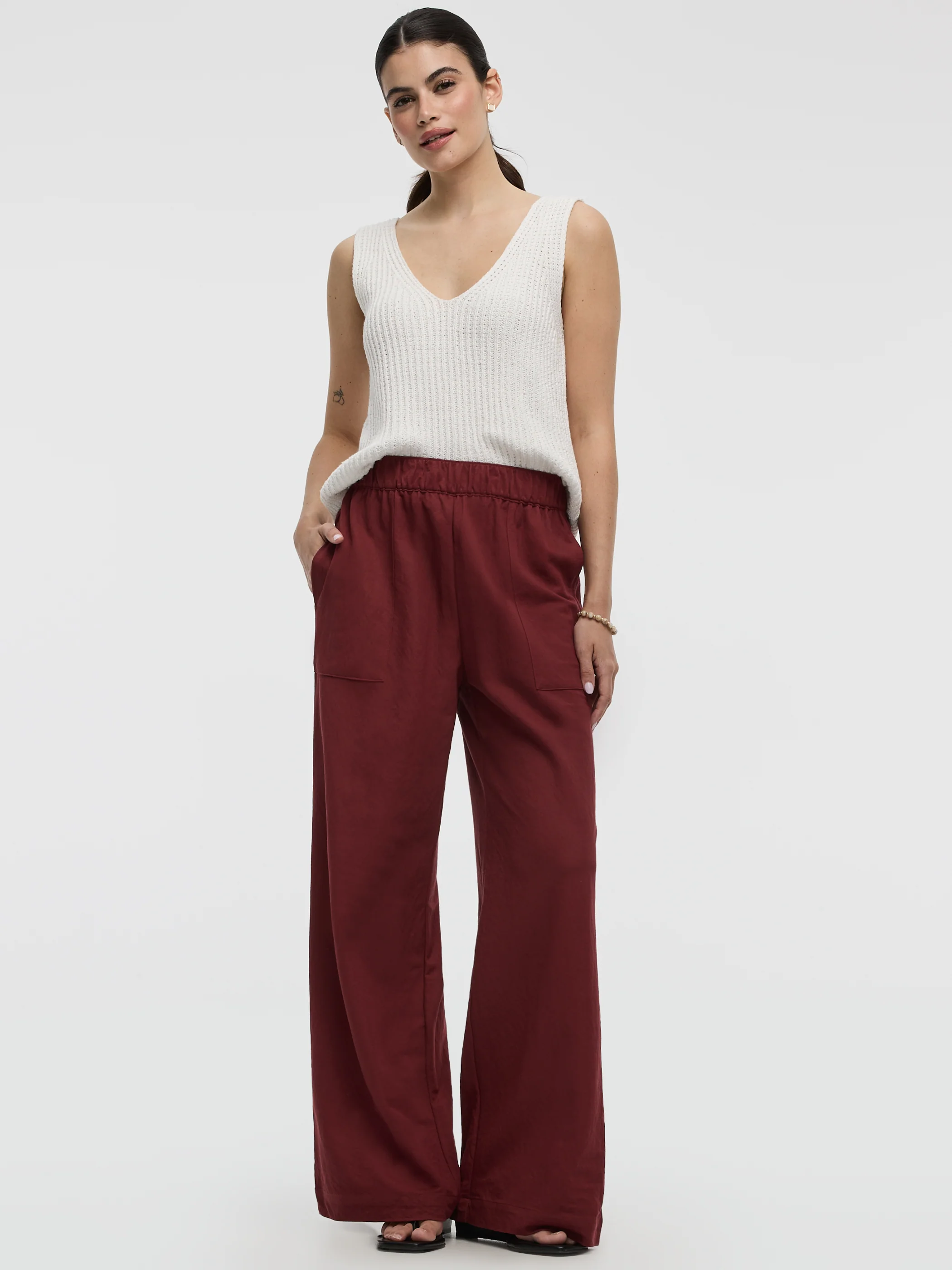 Wide-Leg High-Rise Pull-On Piqué Pant - Image 21