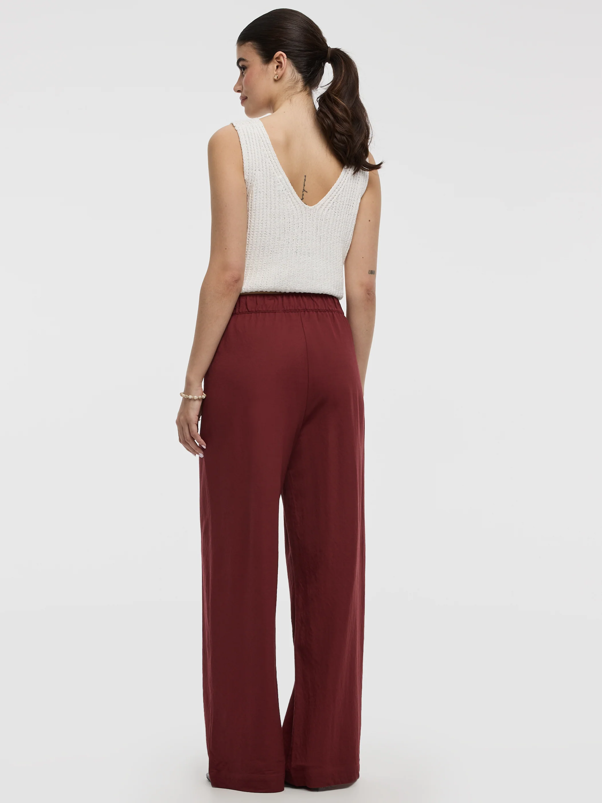 Wide-Leg High-Rise Pull-On Piqué Pant - Image 24